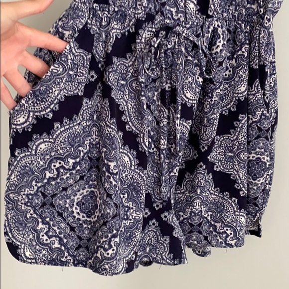 One Clothing Blue Boho Surplice Romper with Pockets - Picture 4 of 6